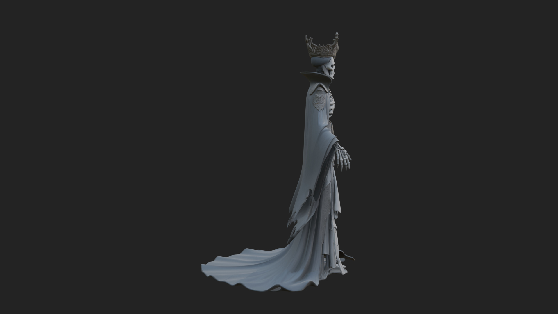 Crowned Skeleton Queen Statue Design 3 3D Print Model 3D Model