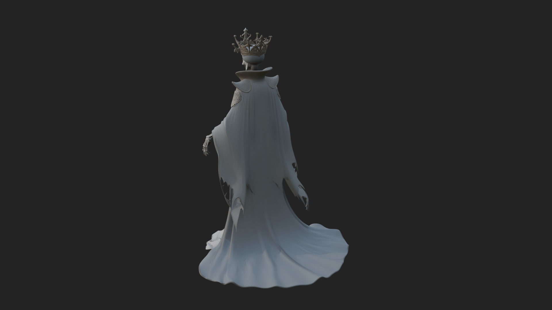 Crowned Skeleton Queen Statue Design 3 3D Print Model 3D Model