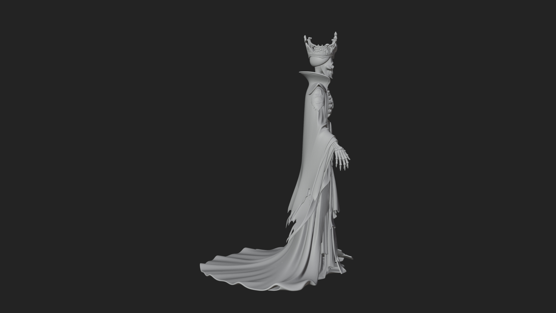 Crowned Skeleton Queen Statue Design 3 3D Print Model 3D Model
