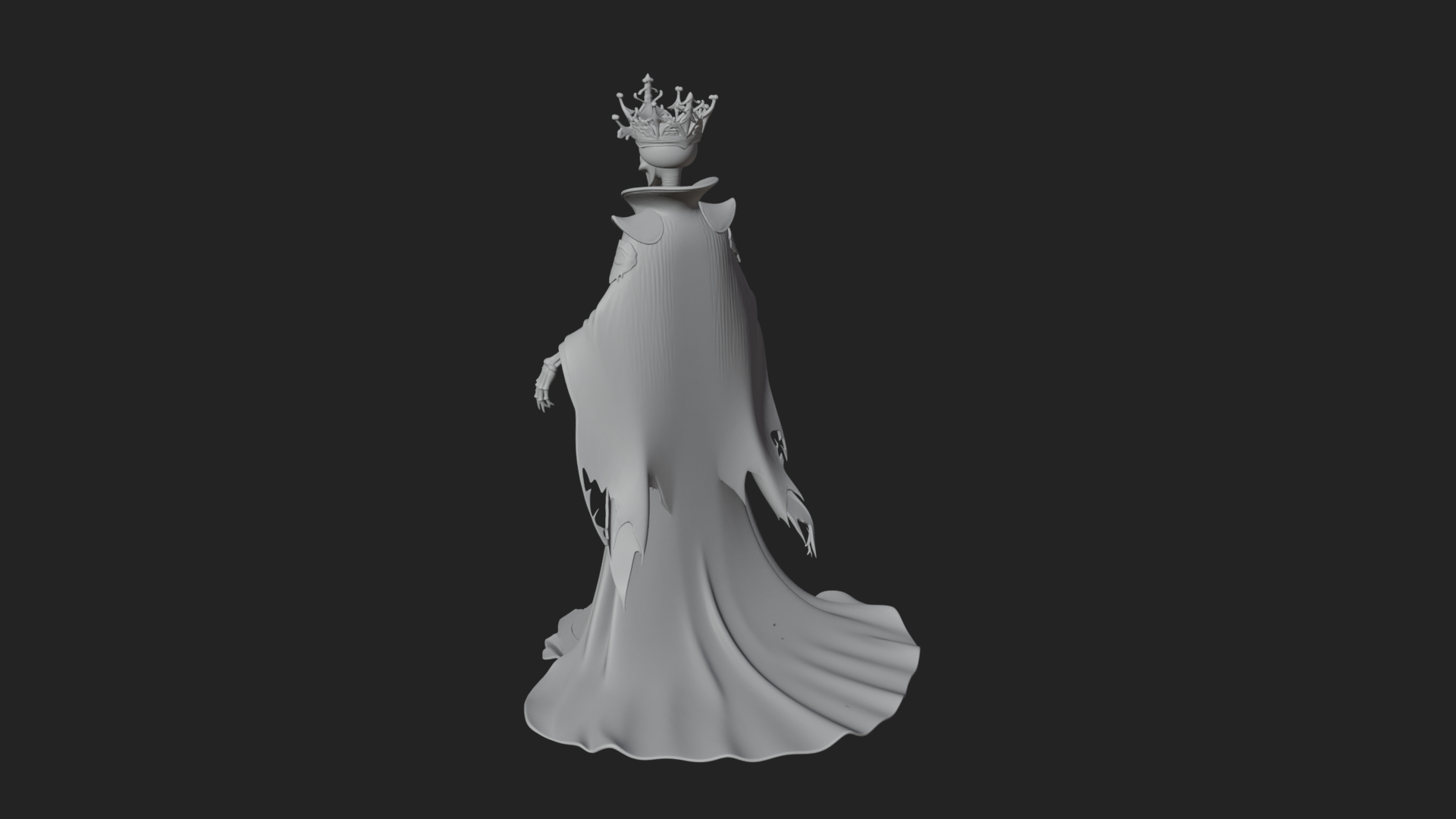 Crowned Skeleton Queen Statue Design 3 3D Print Model 3D Model