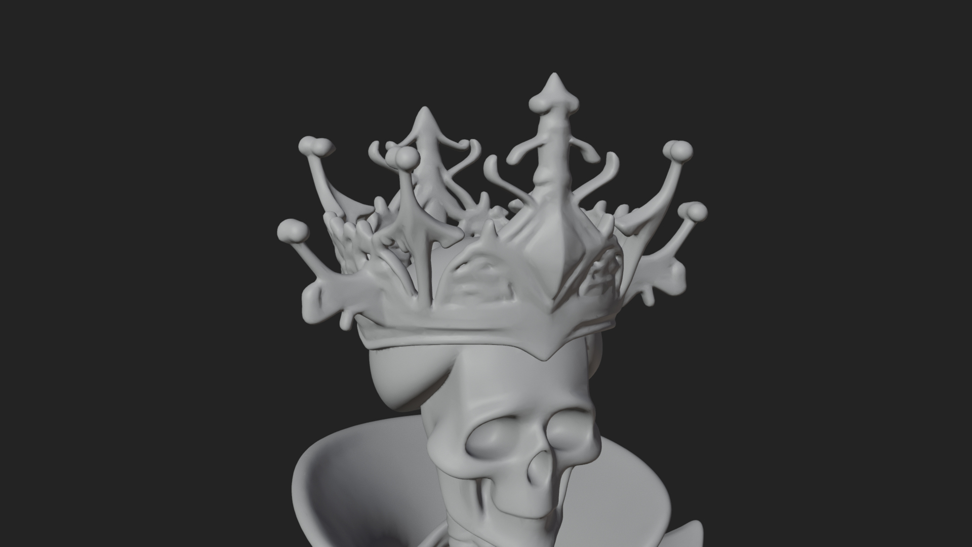 Crowned Skeleton Queen Statue Design 3 3D Print Model 3D Model