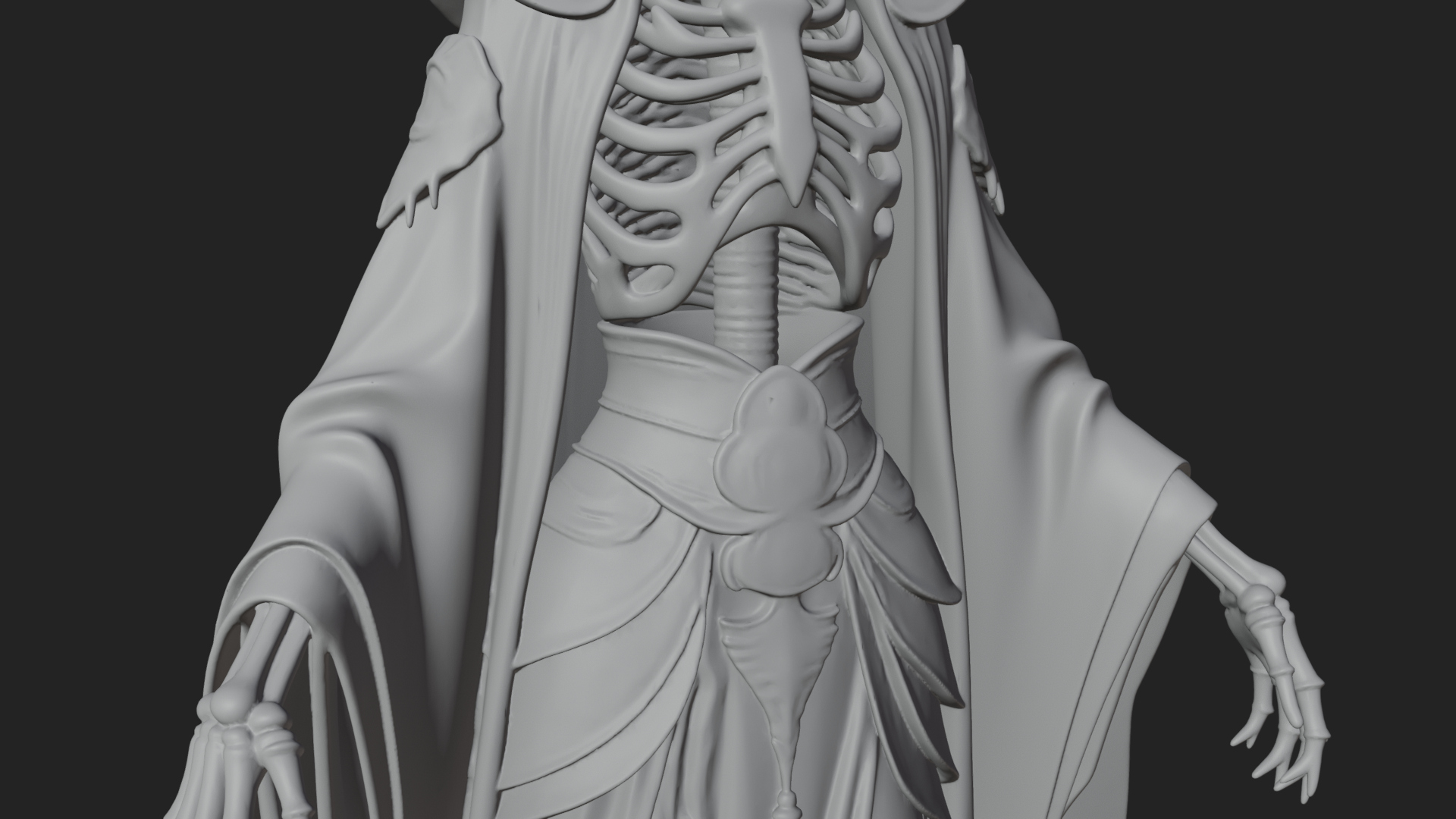 Crowned Skeleton Queen Statue Design 3 3D Print Model 3D Model