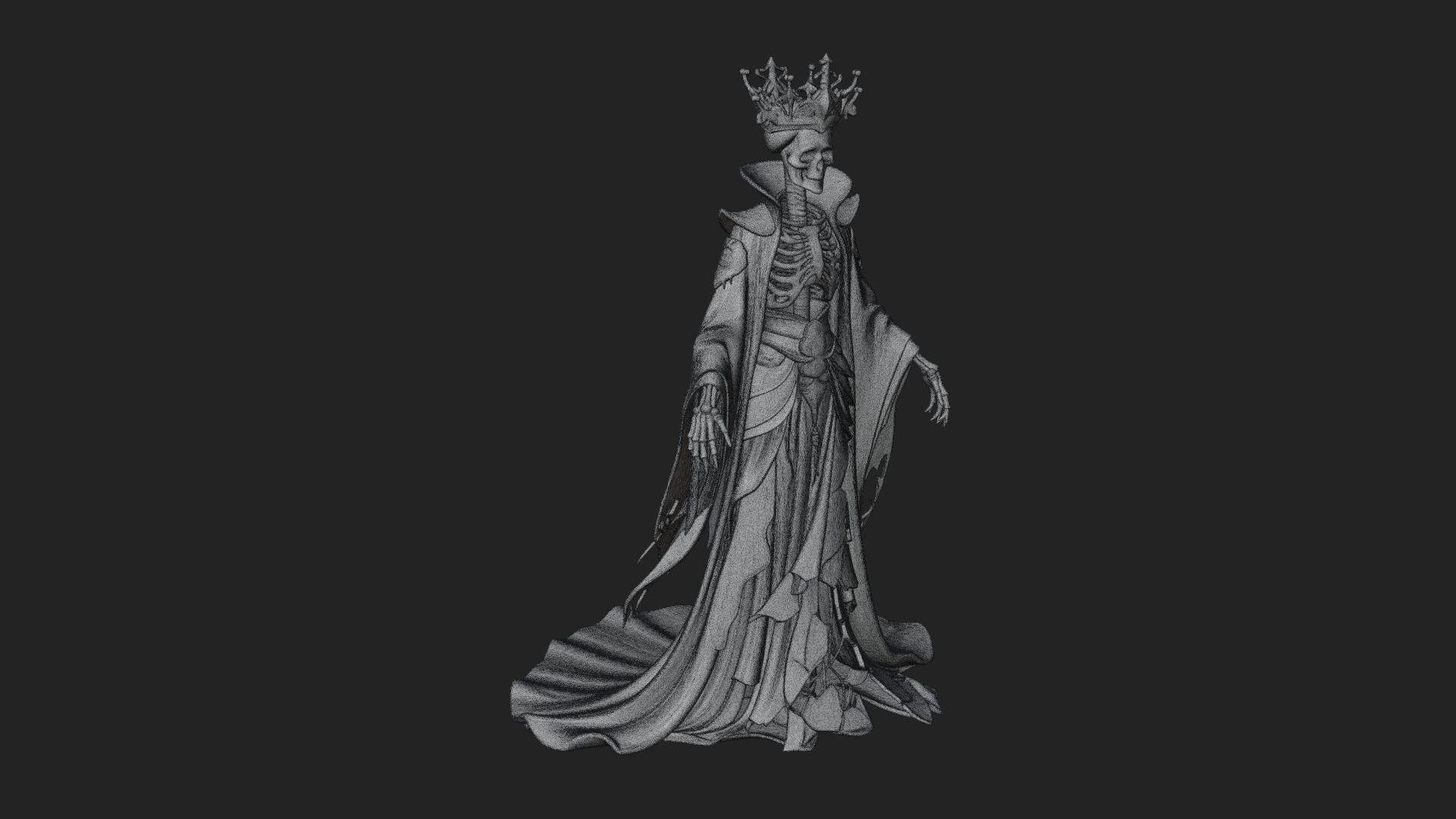 Crowned Skeleton Queen Statue Design 3 3D Print Model 3D Model
