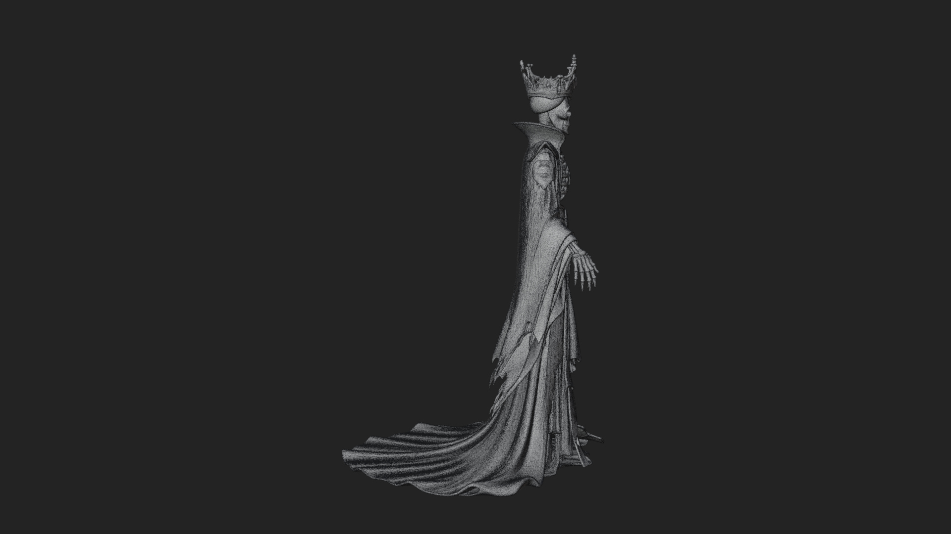 Crowned Skeleton Queen Statue Design 3 3D Print Model 3D Model