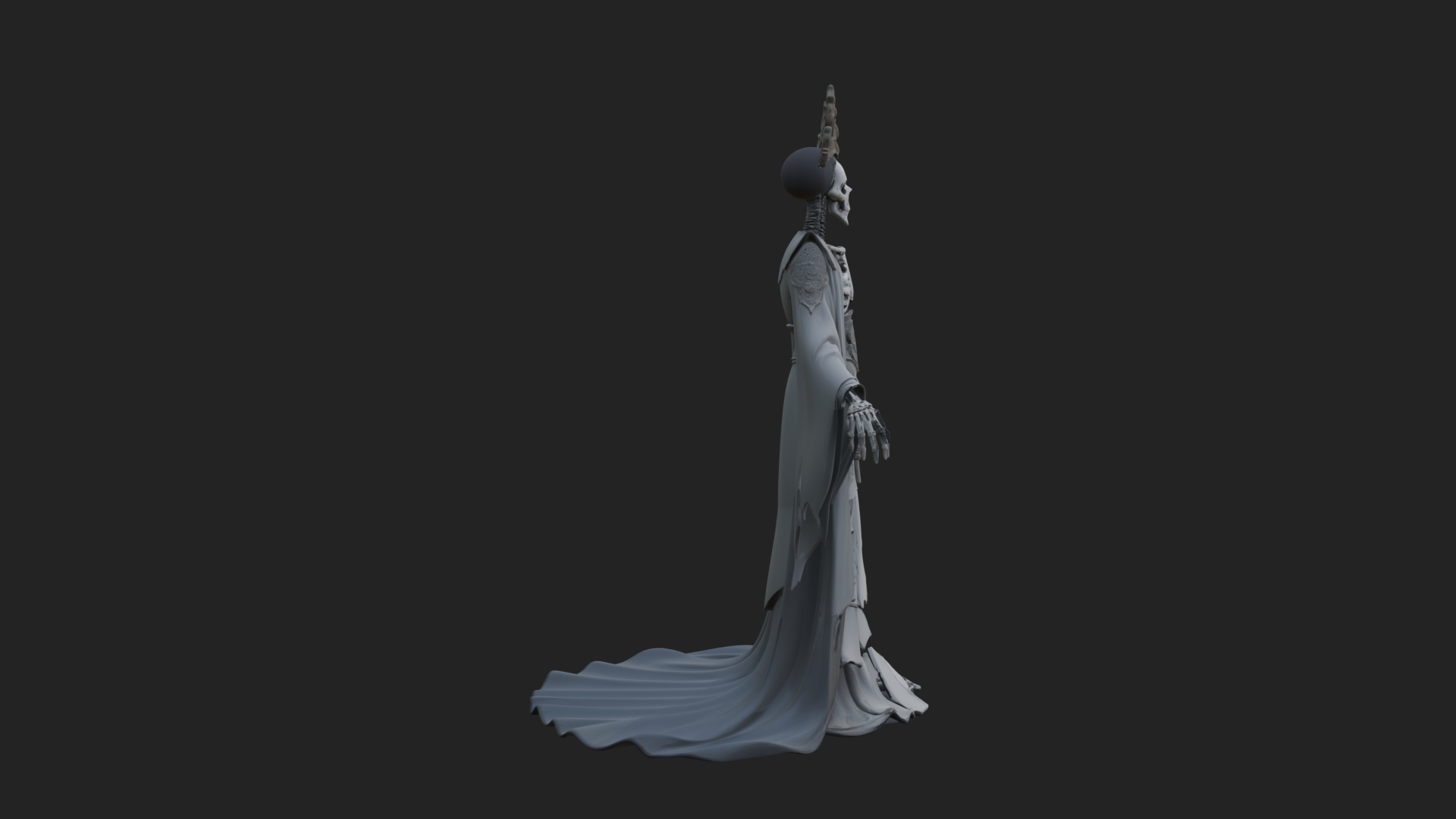 Crowned Skeleton Queen Statue Design 4 3D Print Model 3D Model
