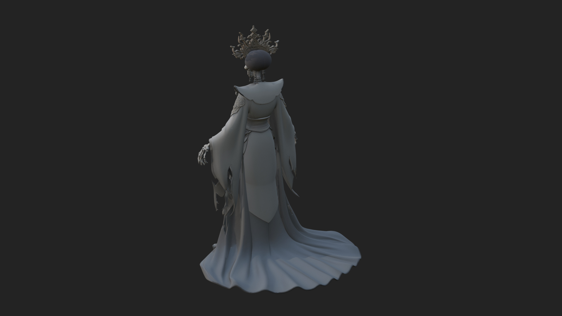 Crowned Skeleton Queen Statue Design 4 3D Print Model 3D Model