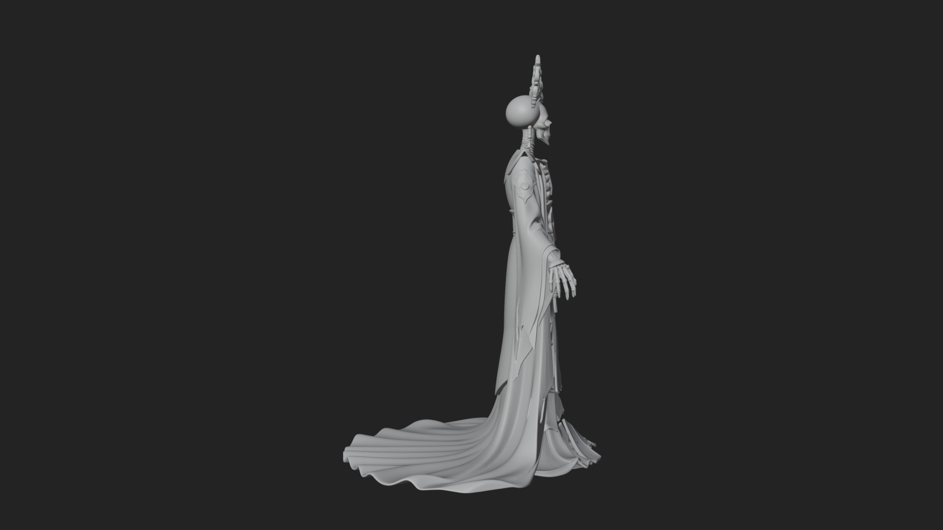Crowned Skeleton Queen Statue Design 4 3D Print Model 3D Model