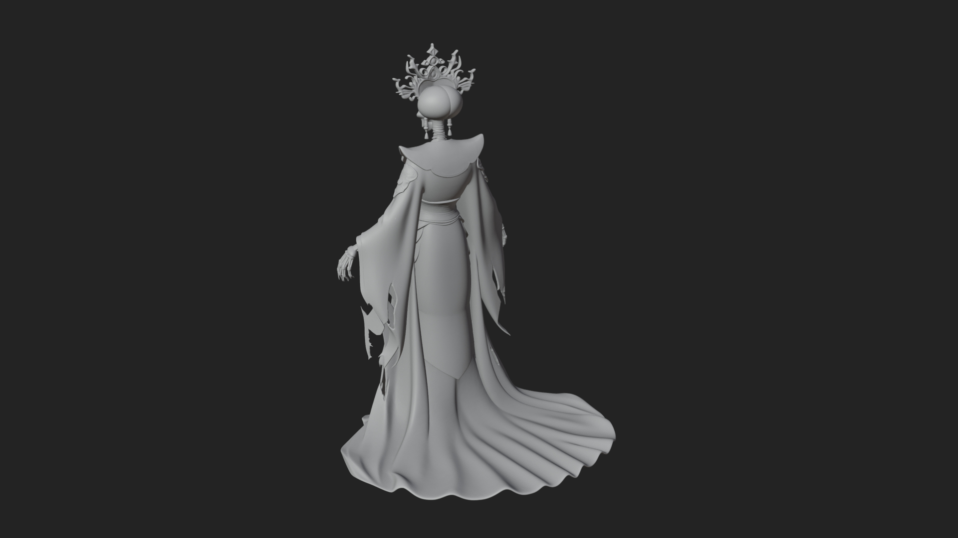 Crowned Skeleton Queen Statue Design 4 3D Print Model 3D Model