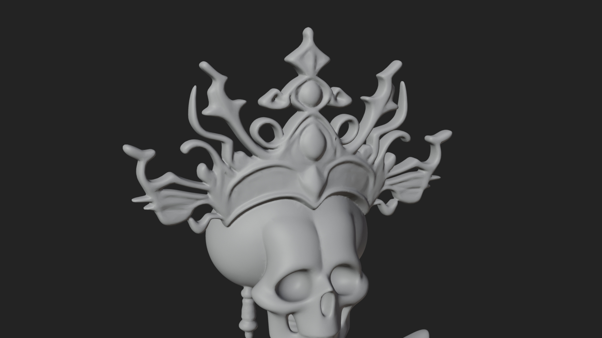 Crowned Skeleton Queen Statue Design 4 3D Print Model 3D Model