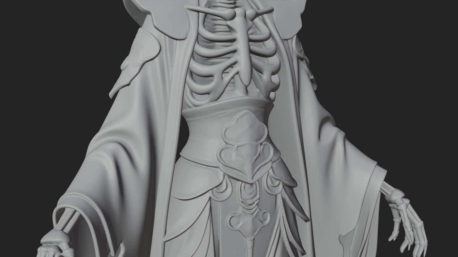Crowned Skeleton Queen Statue Design 4 3D Print Model 3D Model