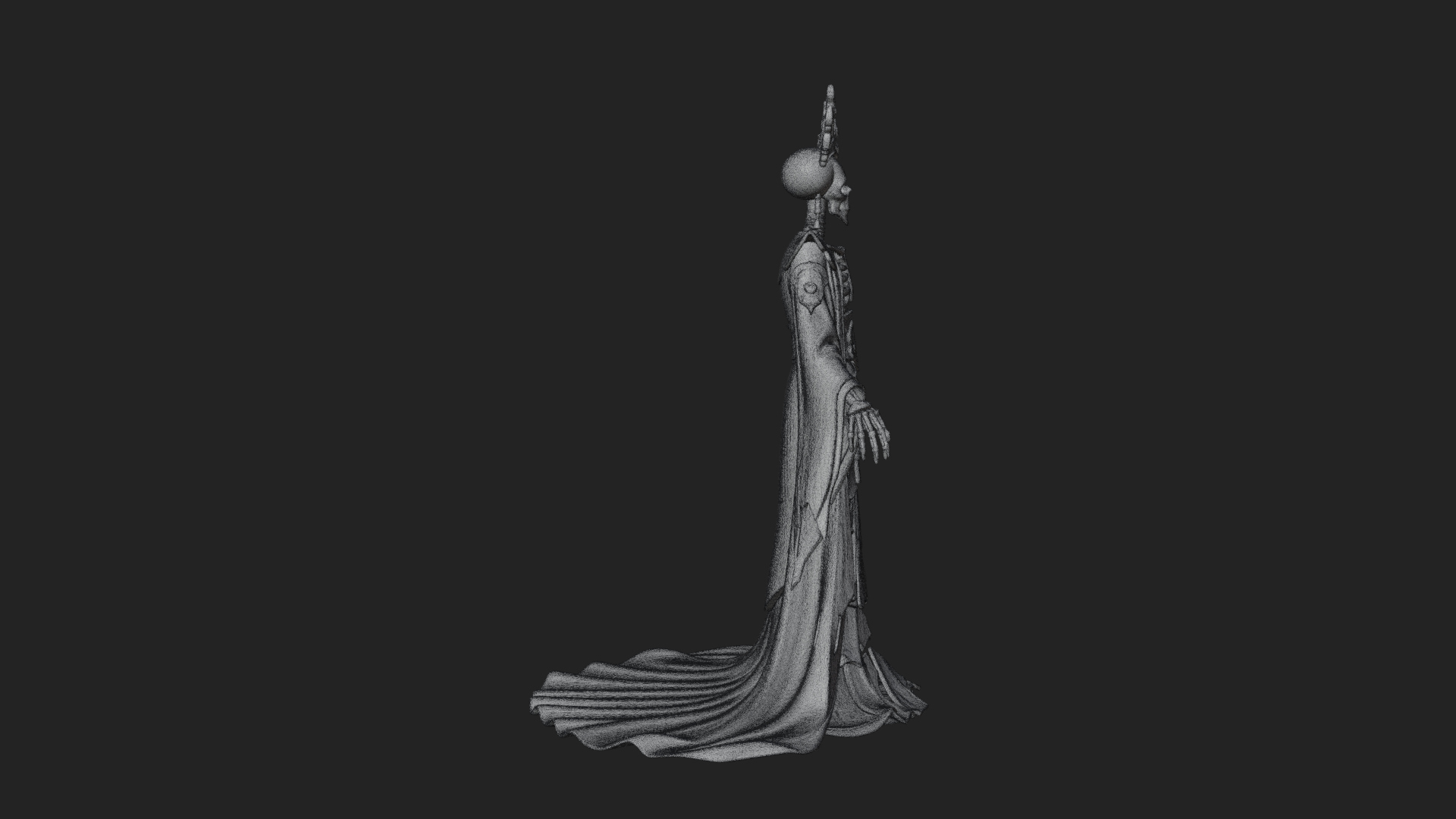 Crowned Skeleton Queen Statue Design 4 3D Print Model 3D Model