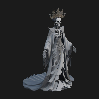 Crowned Skeleton Queen Statue Design 4 3D Print Model