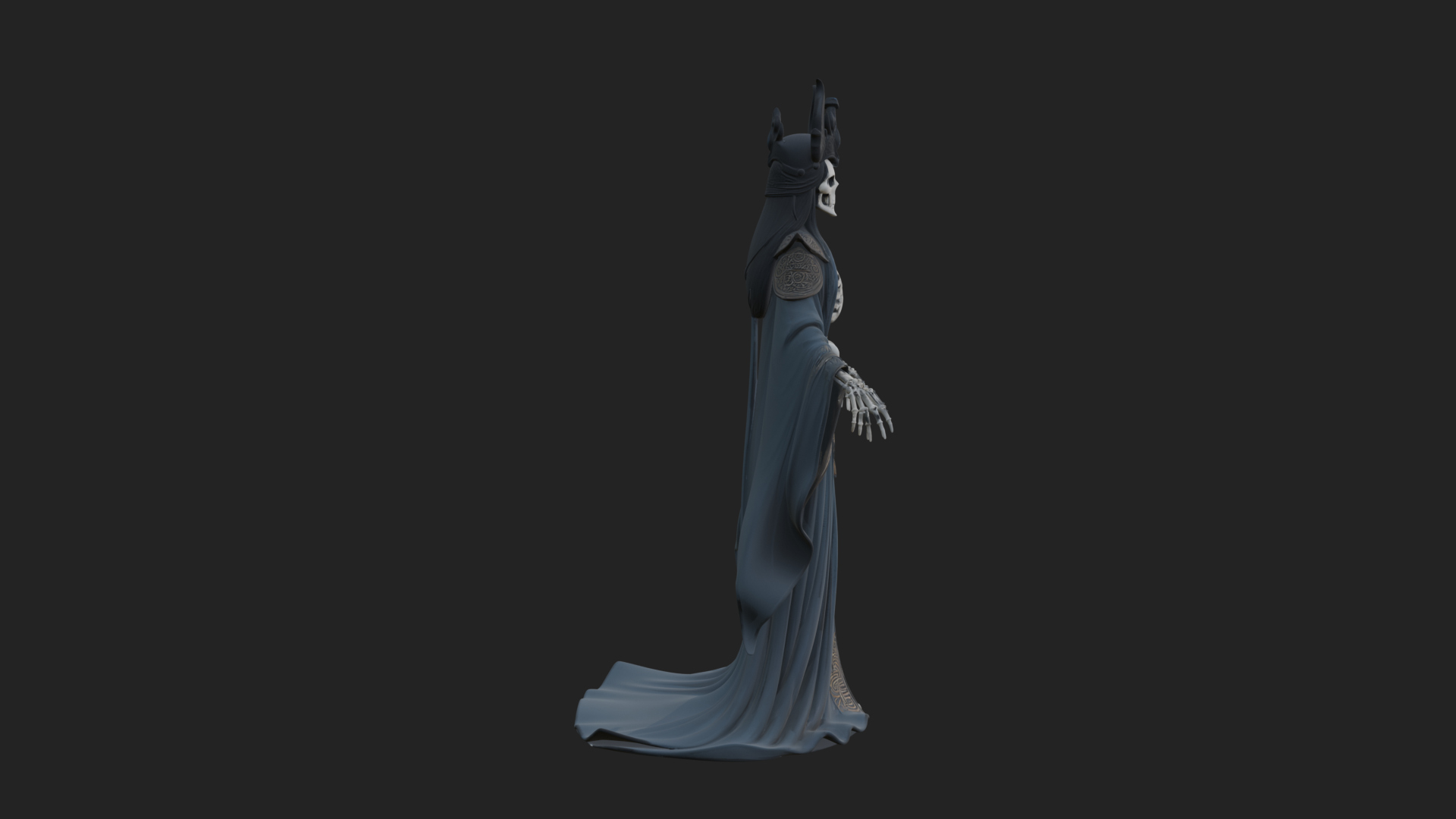 Crowned Skeleton Queen Statue Design 5 3D Print Model 3D Model