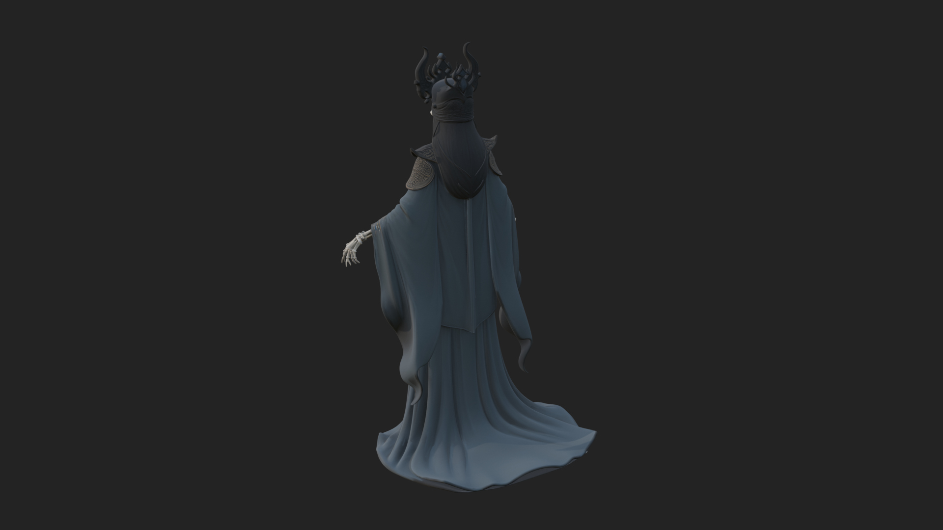 Crowned Skeleton Queen Statue Design 5 3D Print Model 3D Model