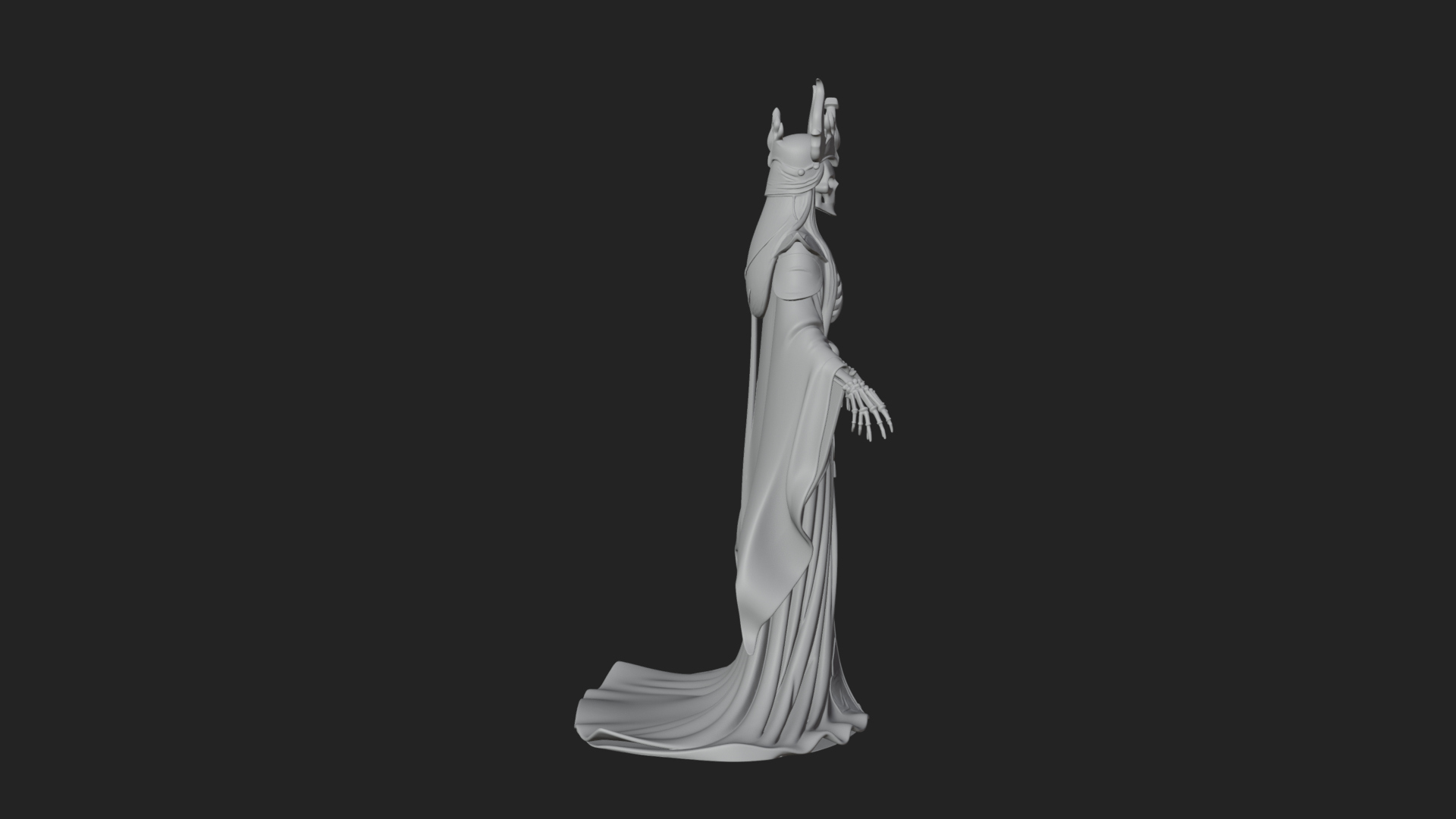 Crowned Skeleton Queen Statue Design 5 3D Print Model 3D Model