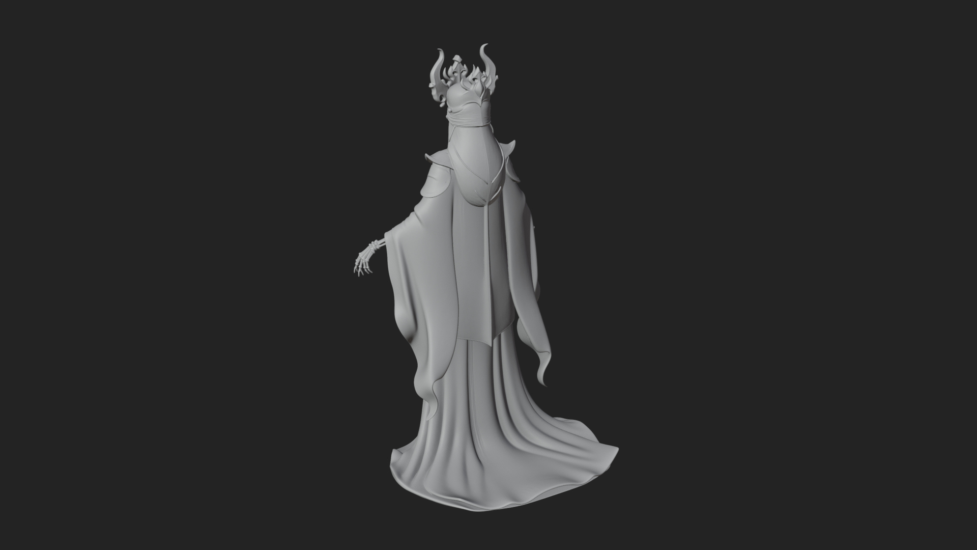 Crowned Skeleton Queen Statue Design 5 3D Print Model 3D Model