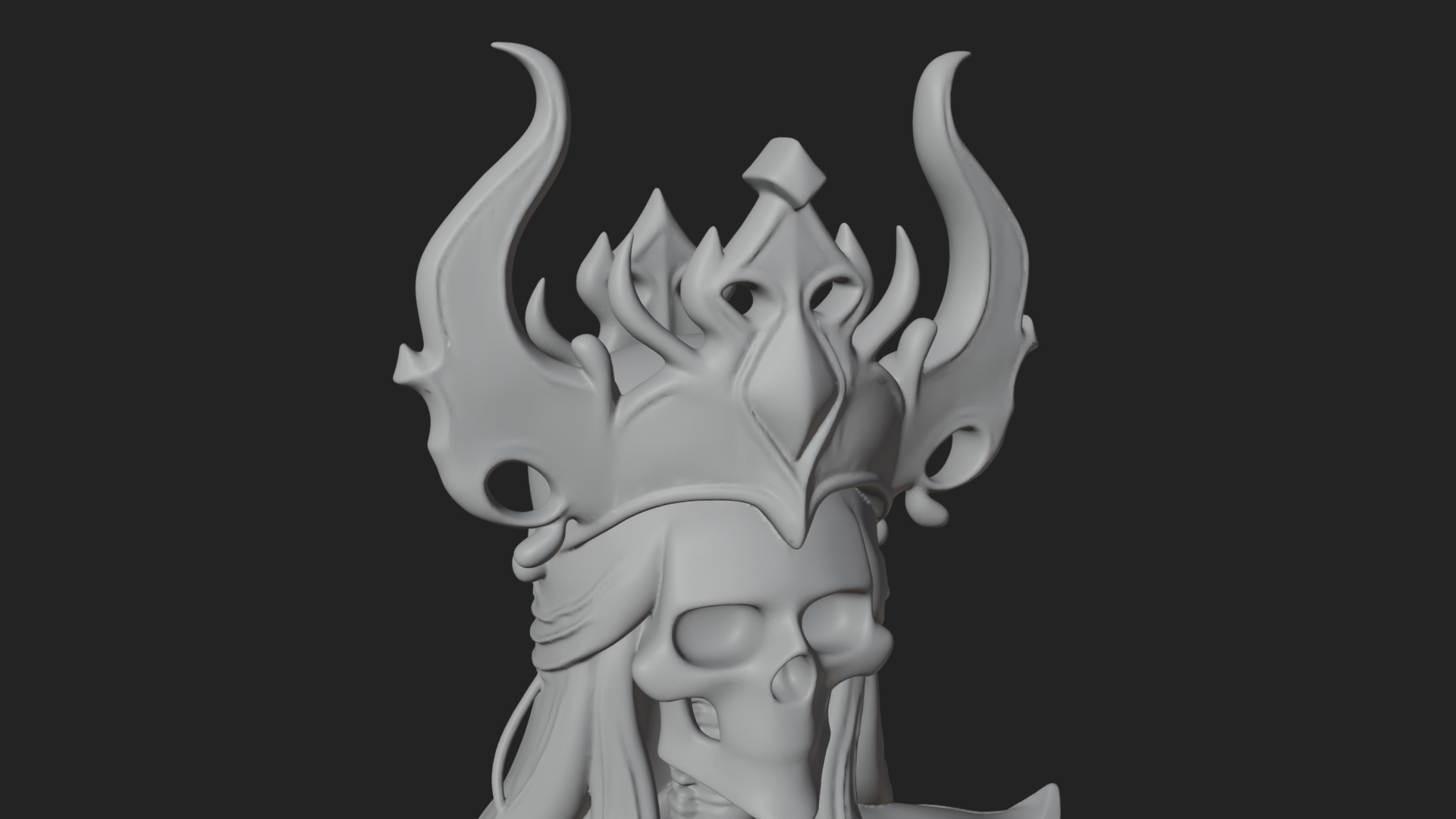 Crowned Skeleton Queen Statue Design 5 3D Print Model 3D Model