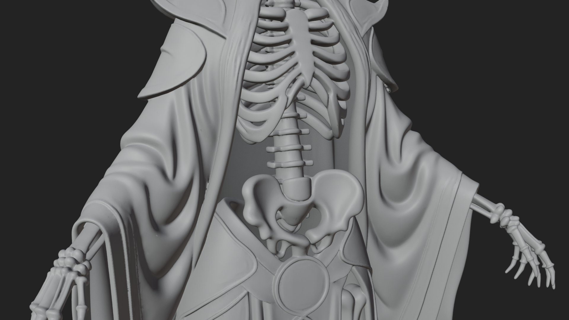 Crowned Skeleton Queen Statue Design 5 3D Print Model 3D Model