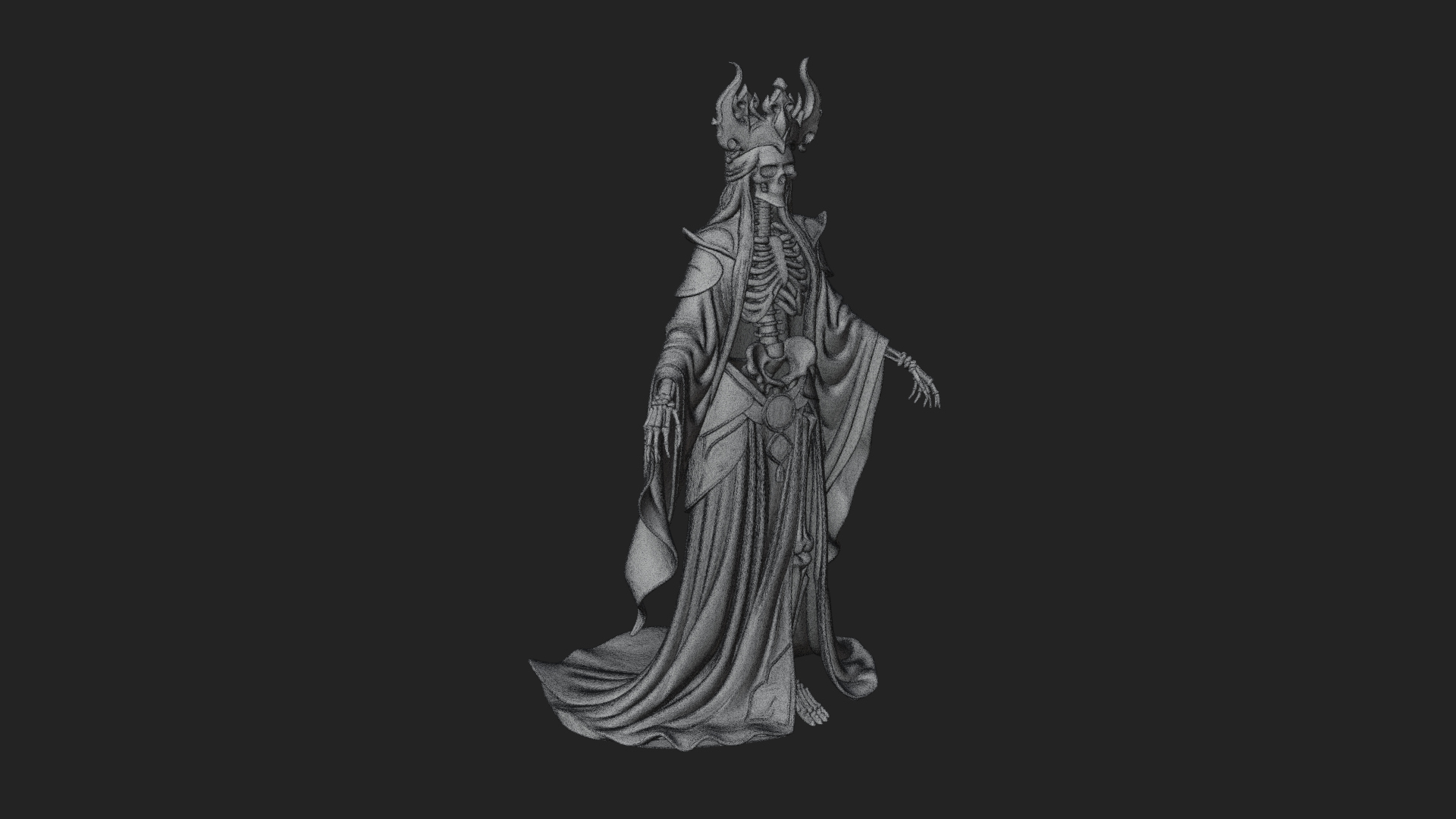 Crowned Skeleton Queen Statue Design 5 3D Print Model 3D Model