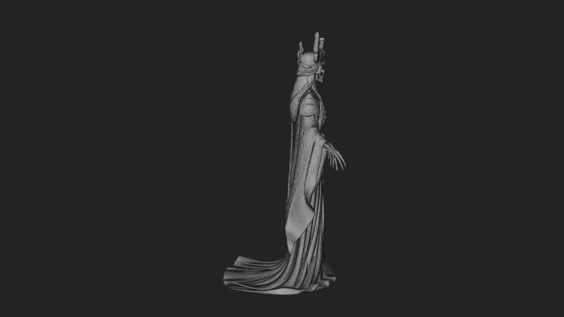 Crowned Skeleton Queen Statue Design 5 3D Print Model 3D Model