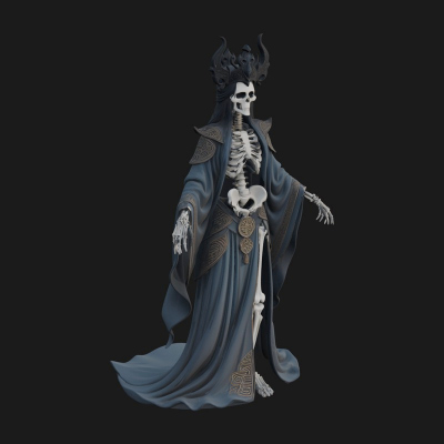 Crowned Skeleton Queen Statue Design 5 3D Print Model