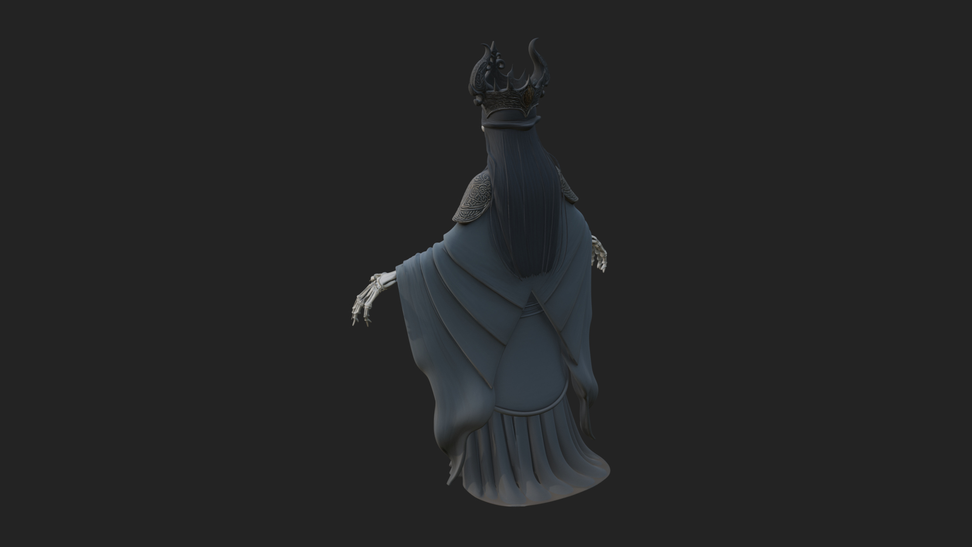 Crowned Skeleton Queen Statue Design 6 3D Print Model 3D Model