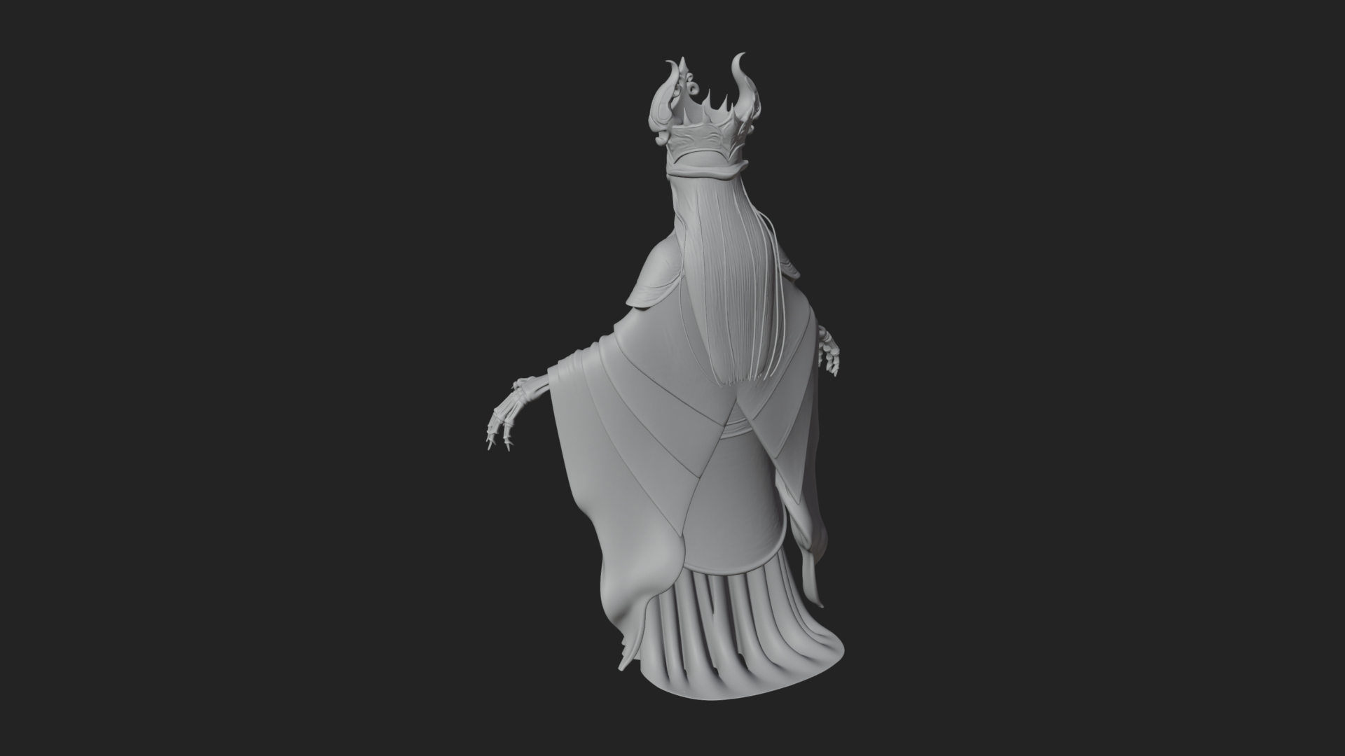 Crowned Skeleton Queen Statue Design 6 3D Print Model 3D Model