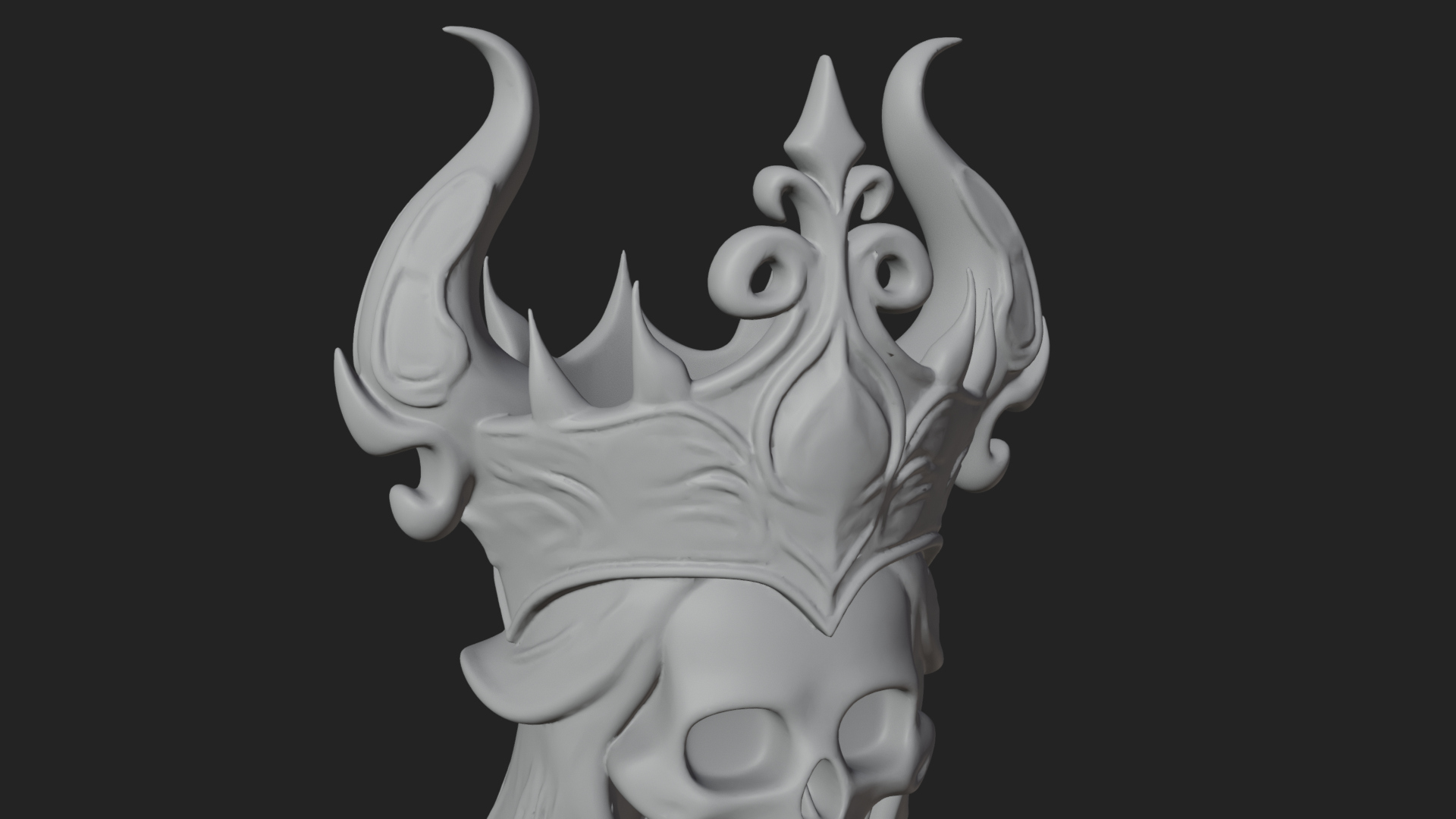 Crowned Skeleton Queen Statue Design 6 3D Print Model 3D Model