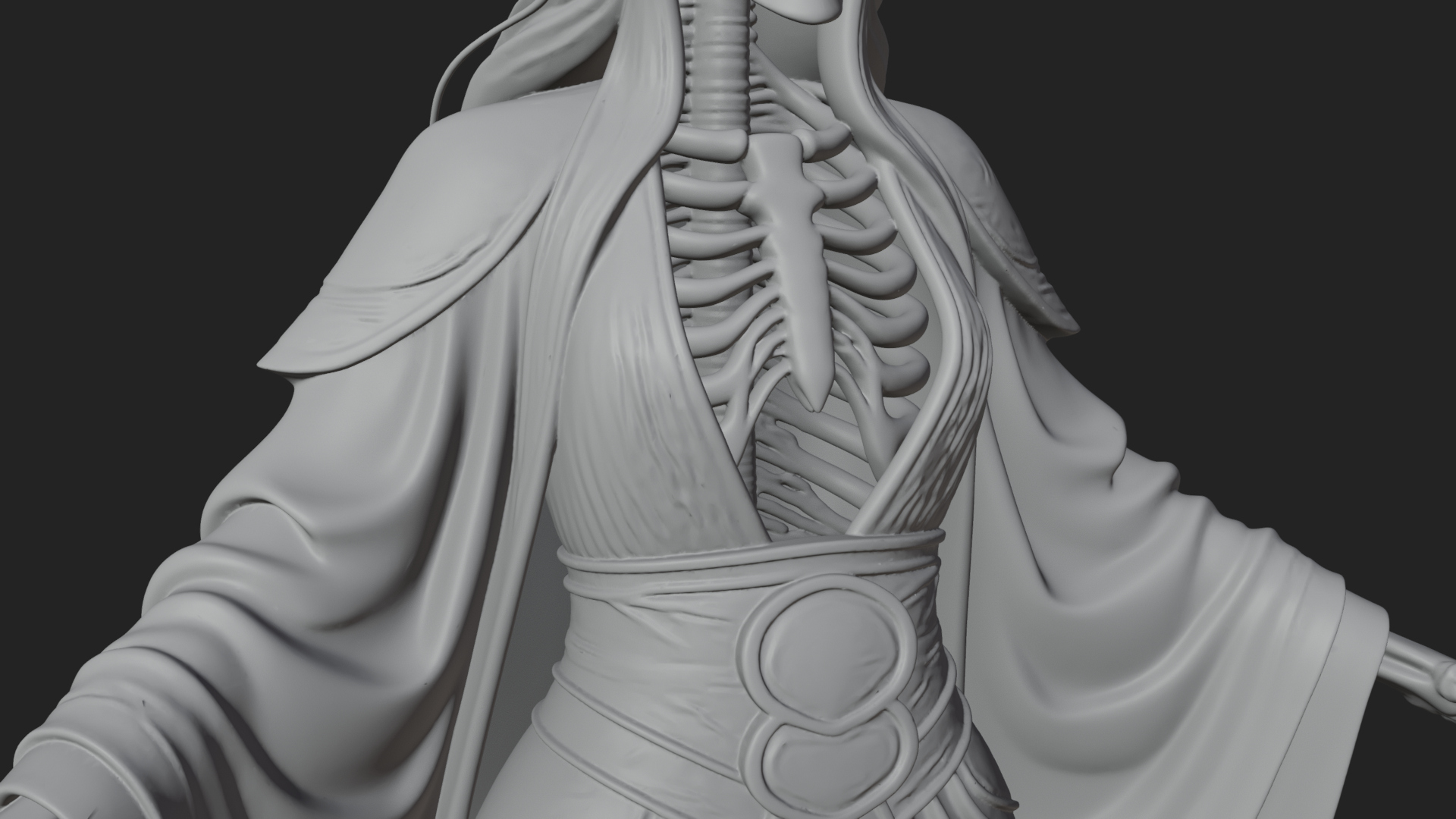 Crowned Skeleton Queen Statue Design 6 3D Print Model 3D Model