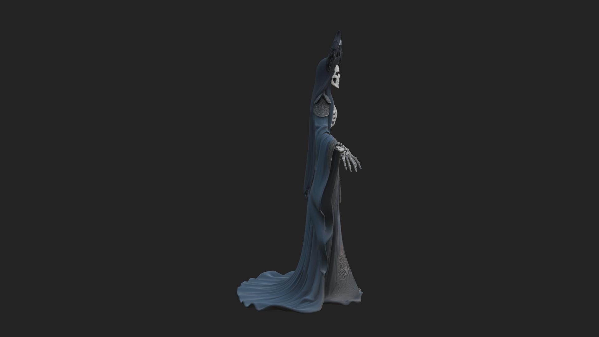 Crowned Skeleton Queen Statue Design 7 3D Print Model 3D Model