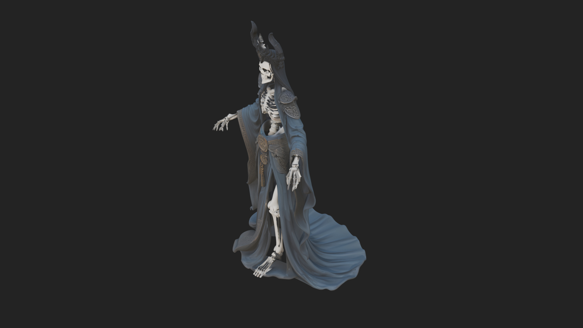 Crowned Skeleton Queen Statue Design 7 3D Print Model 3D Model