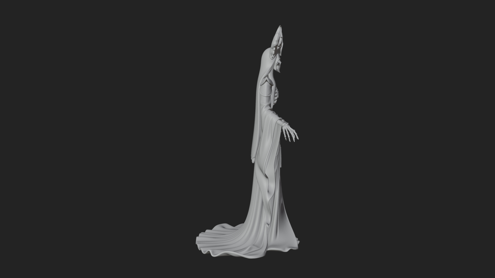 Crowned Skeleton Queen Statue Design 7 3D Print Model 3D Model