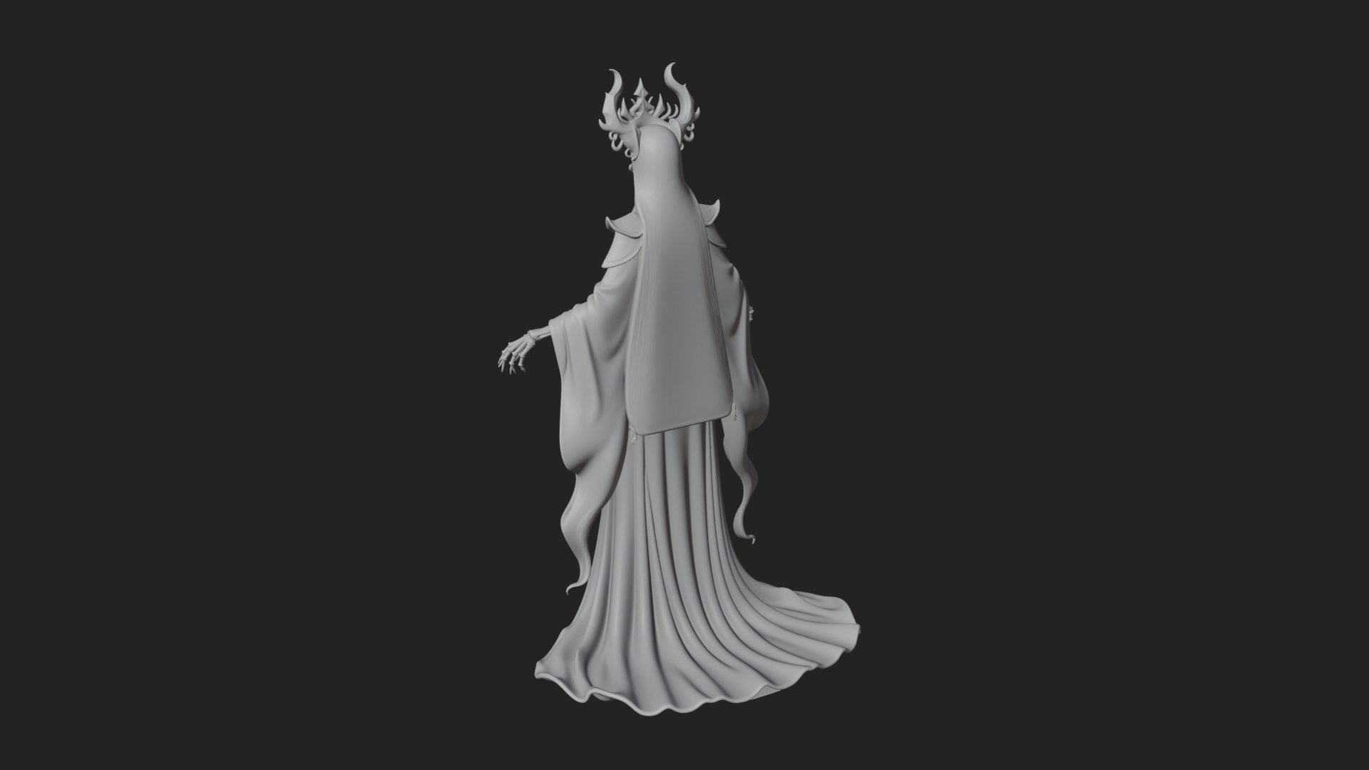 Crowned Skeleton Queen Statue Design 7 3D Print Model 3D Model