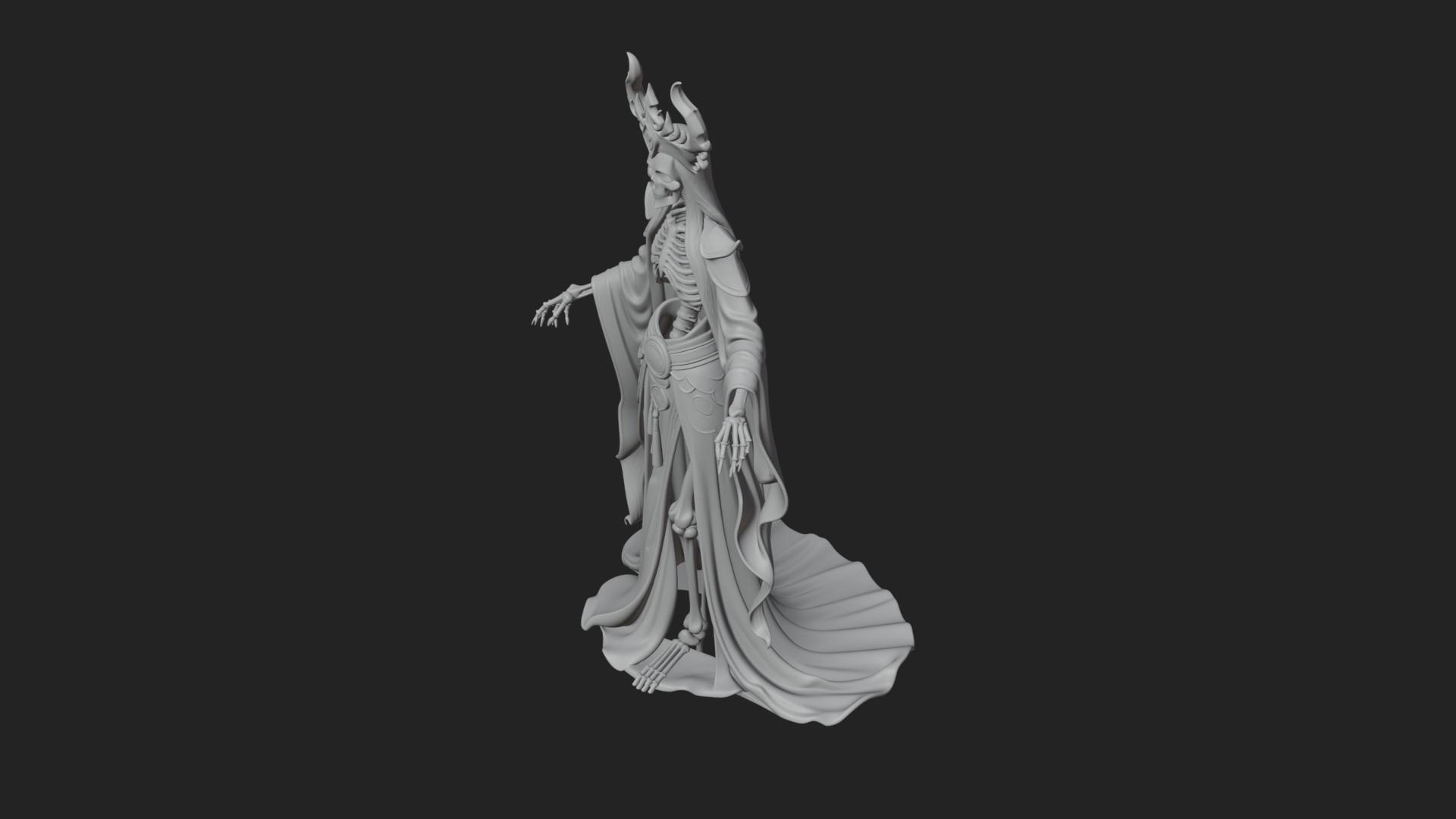 Crowned Skeleton Queen Statue Design 7 3D Print Model 3D Model
