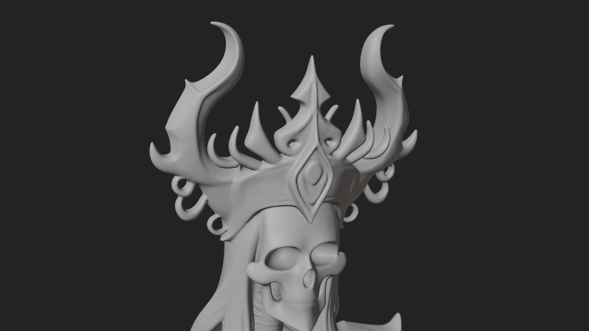 Crowned Skeleton Queen Statue Design 7 3D Print Model 3D Model