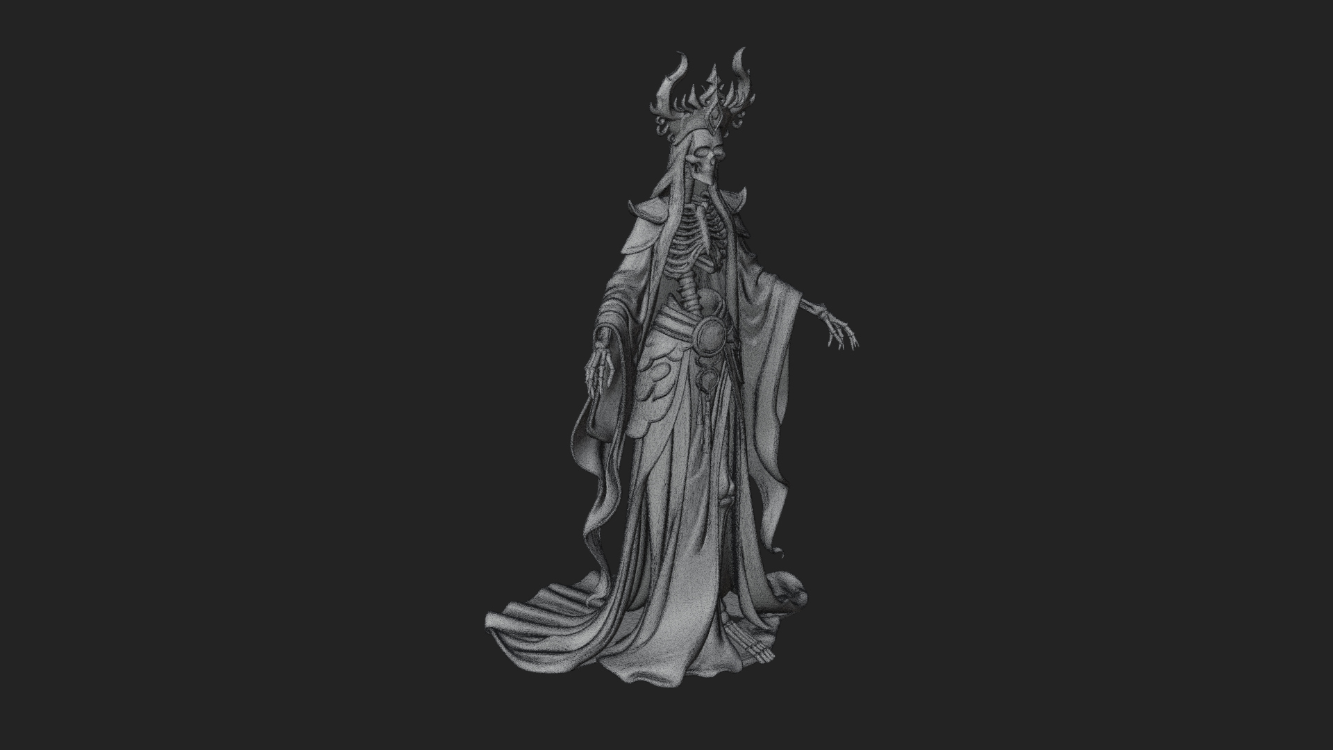 Crowned Skeleton Queen Statue Design 7 3D Print Model 3D Model