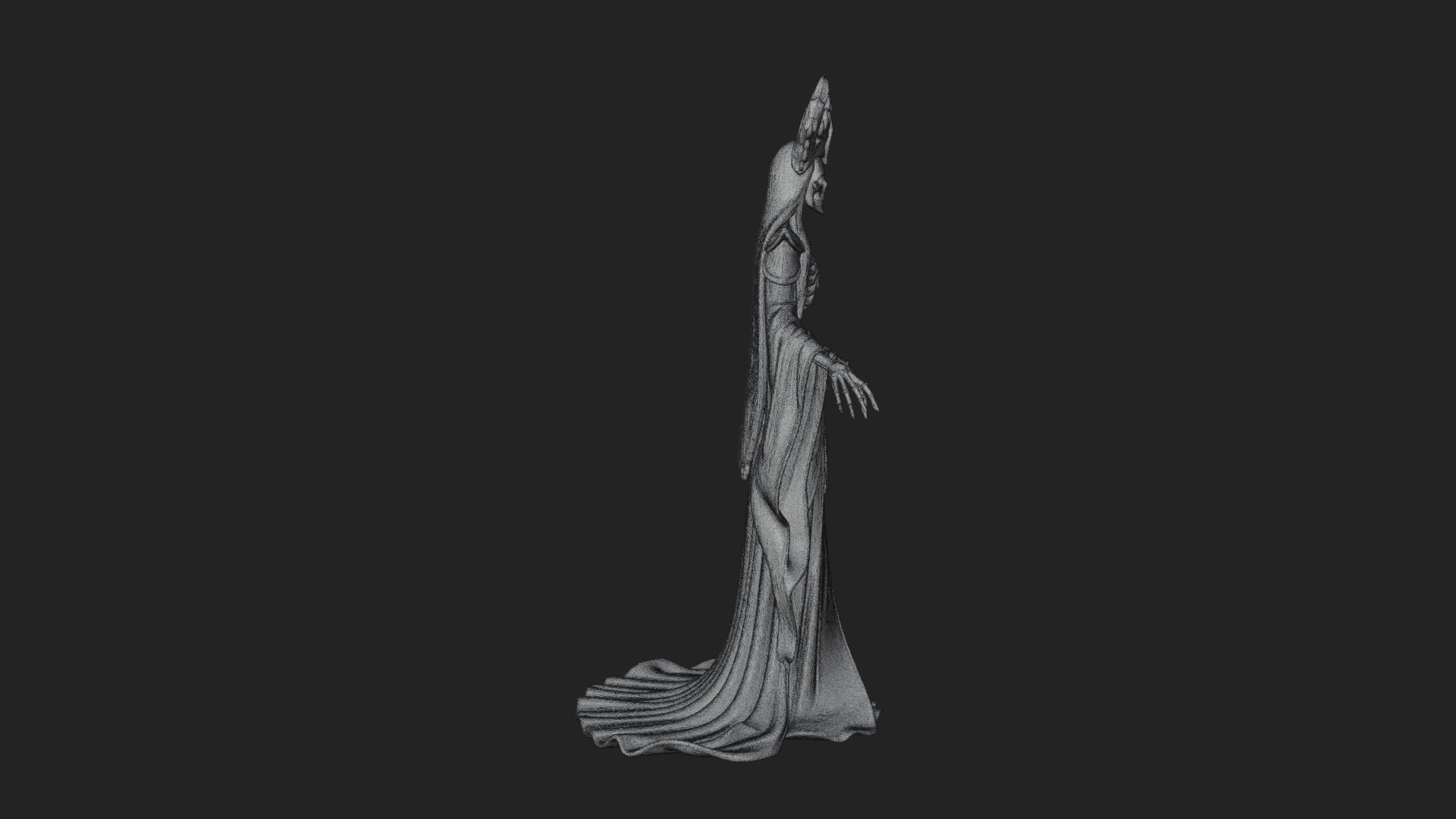 Crowned Skeleton Queen Statue Design 7 3D Print Model 3D Model