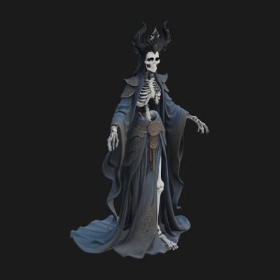 Crowned Skeleton Queen Statue Design 7 3D Print Model