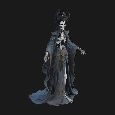 Crowned Skeleton Queen Statue Design 7 3D Print Model
