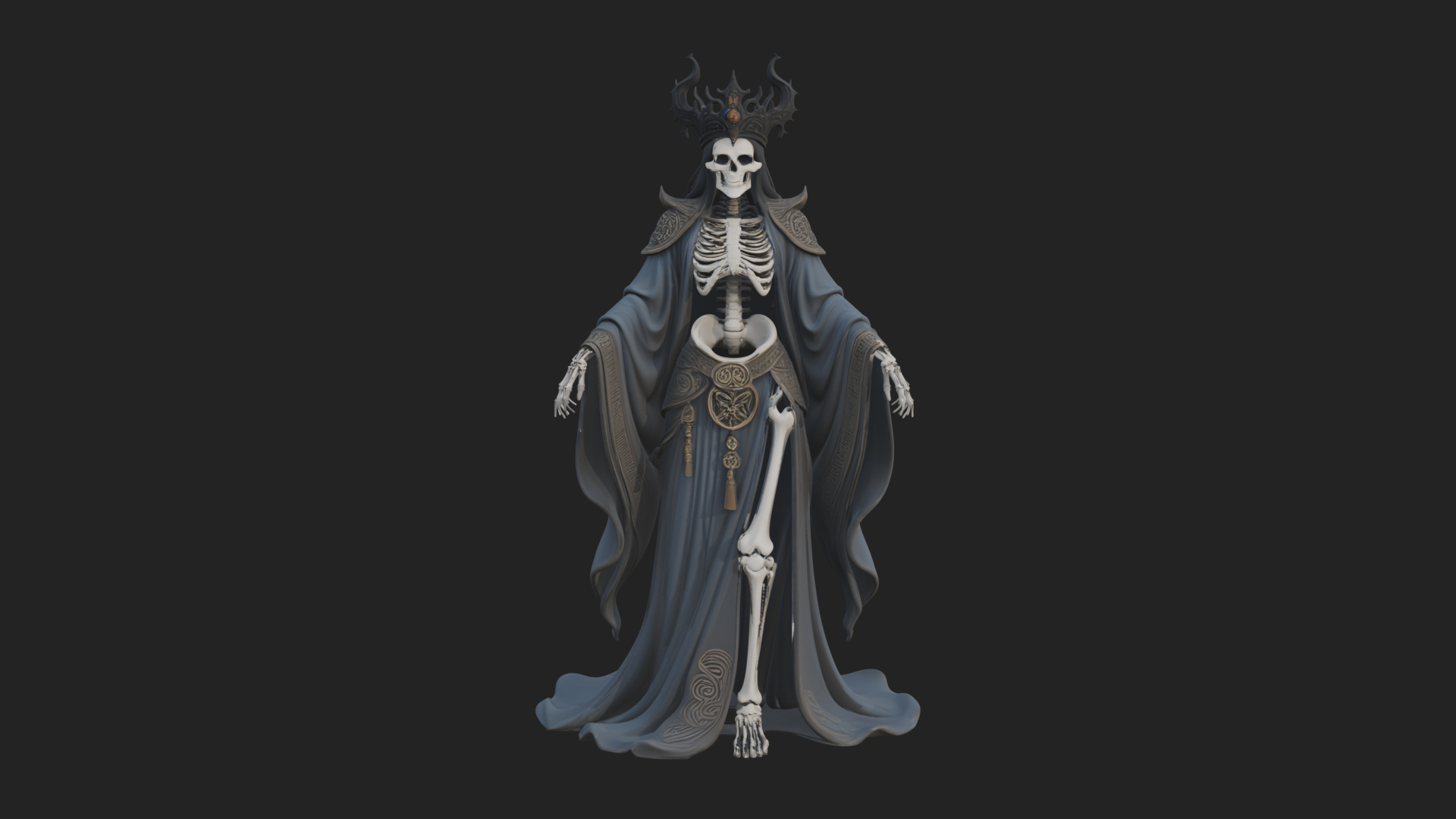 Crowned Skeleton Queen Statue Design 8 3D Print Model 3D Model