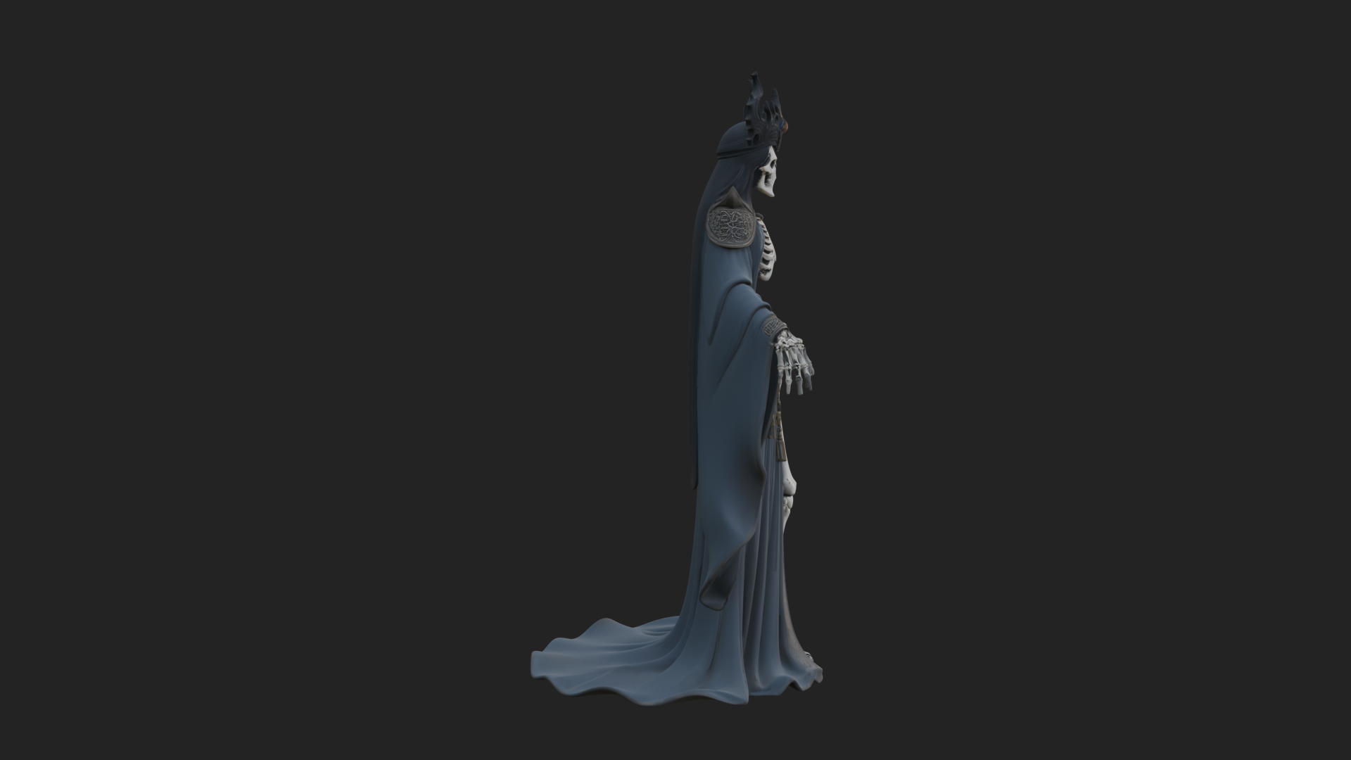 Crowned Skeleton Queen Statue Design 8 3D Print Model 3D Model