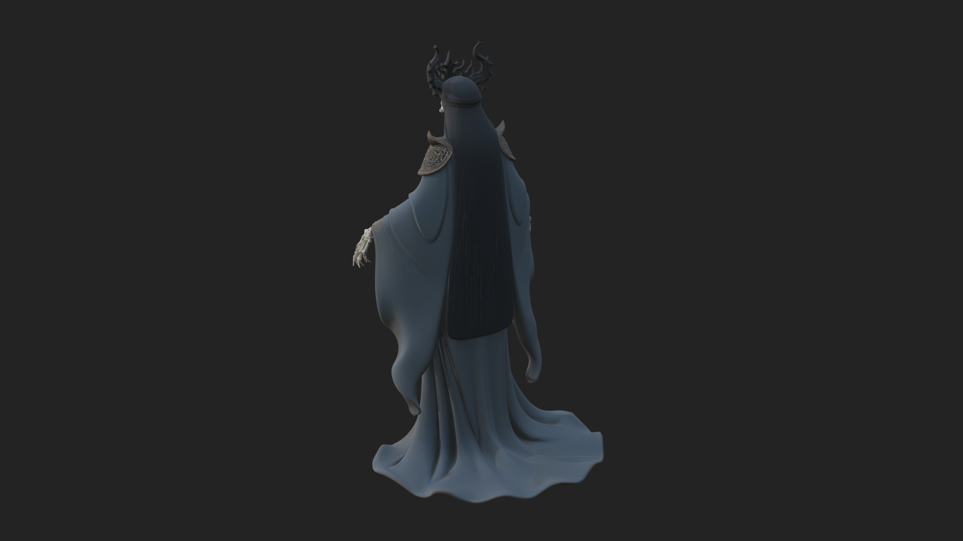 Crowned Skeleton Queen Statue Design 8 3D Print Model 3D Model