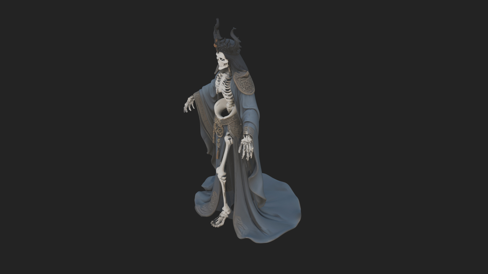 Crowned Skeleton Queen Statue Design 8 3D Print Model 3D Model