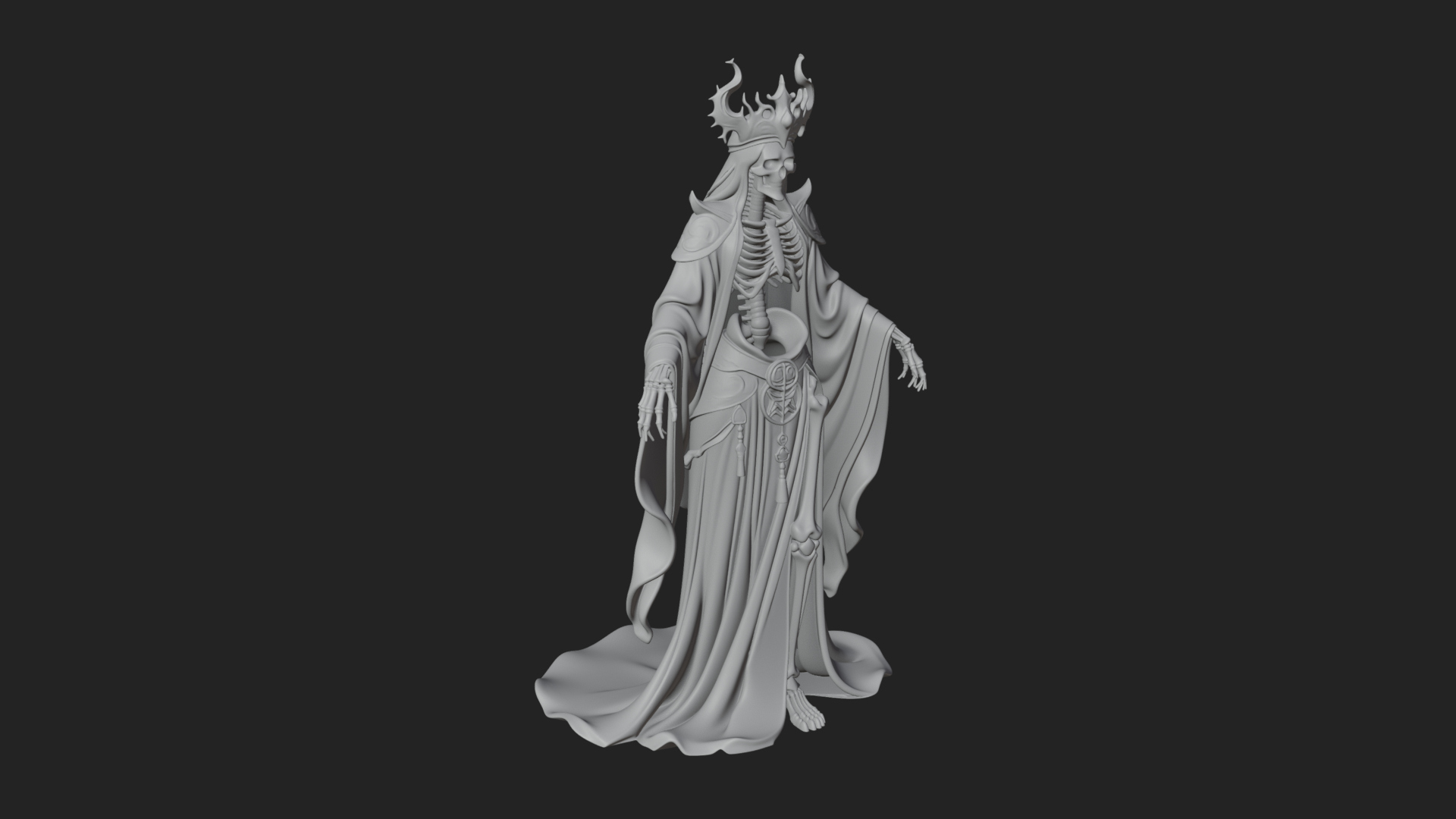 Crowned Skeleton Queen Statue Design 8 3D Print Model 3D Model