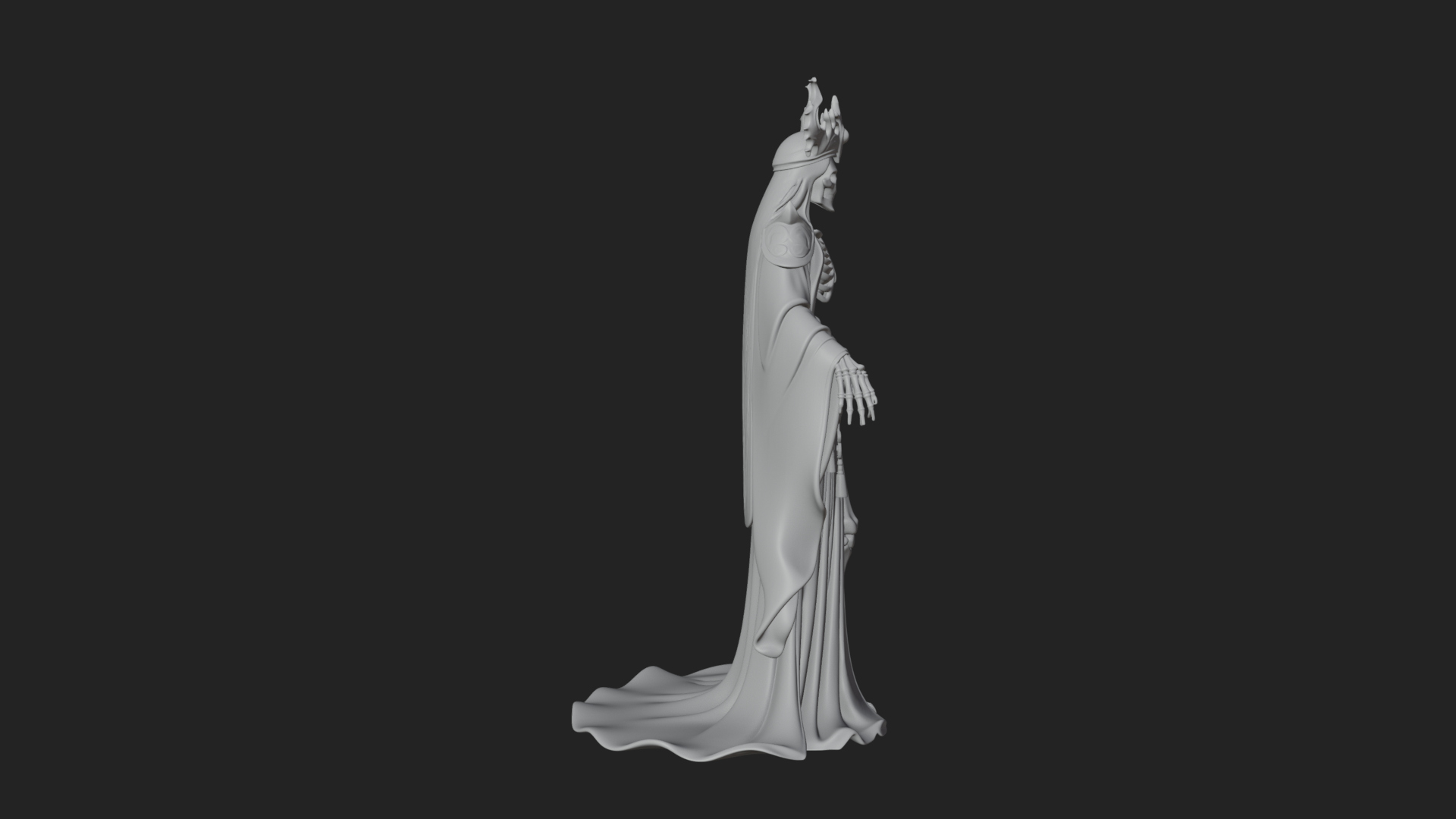 Crowned Skeleton Queen Statue Design 8 3D Print Model 3D Model