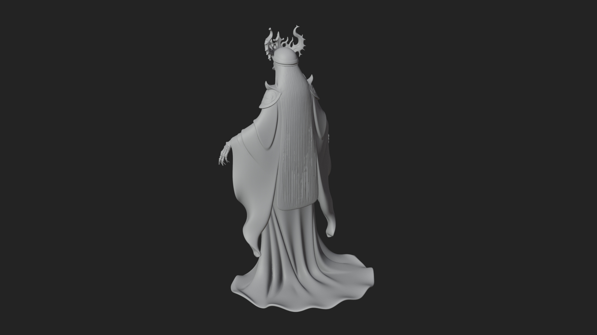 Crowned Skeleton Queen Statue Design 8 3D Print Model 3D Model