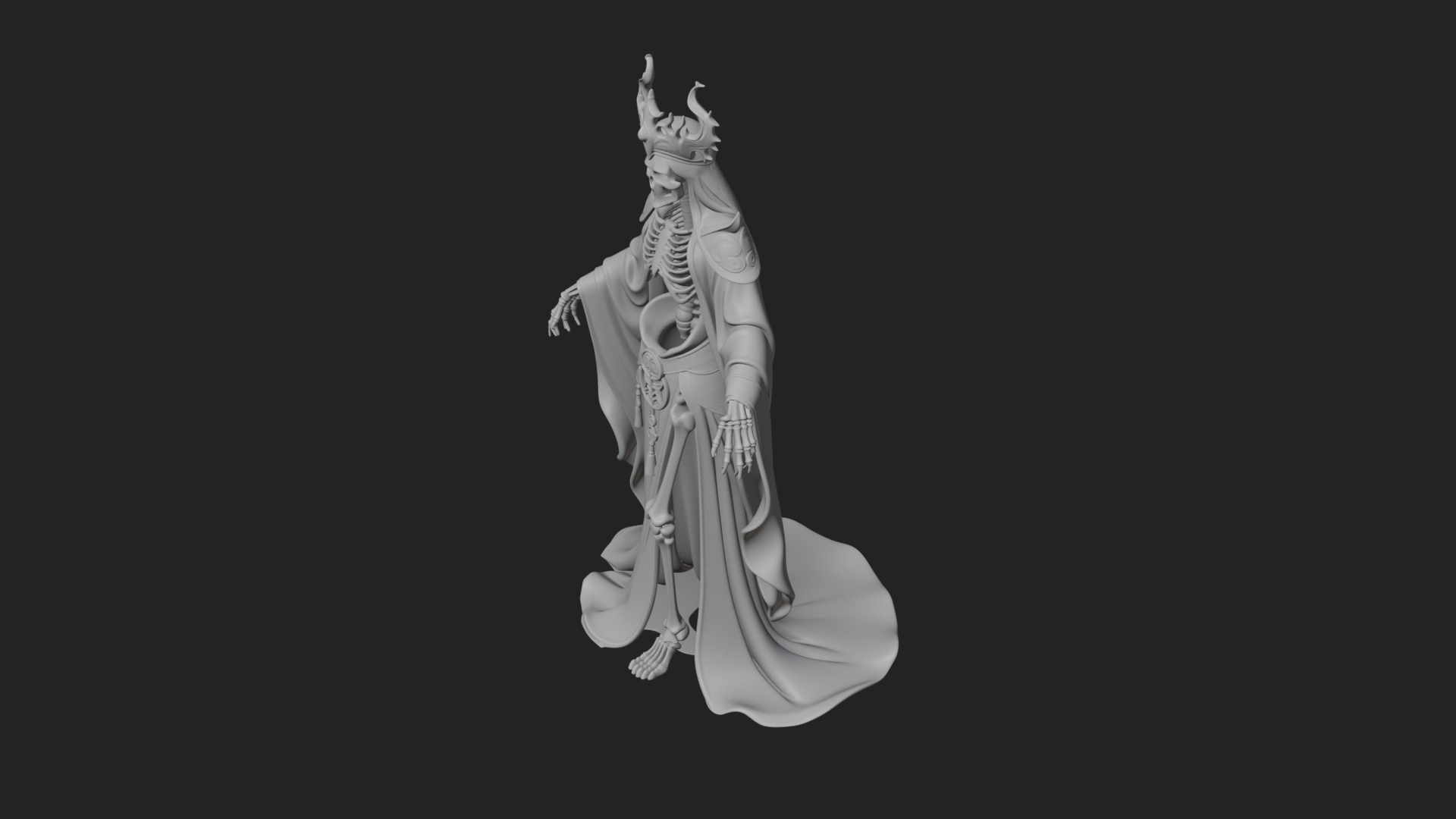 Crowned Skeleton Queen Statue Design 8 3D Print Model 3D Model