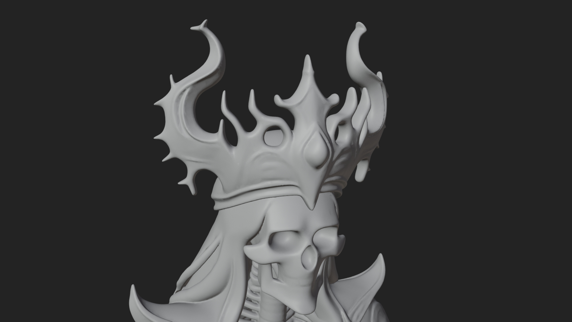 Crowned Skeleton Queen Statue Design 8 3D Print Model 3D Model