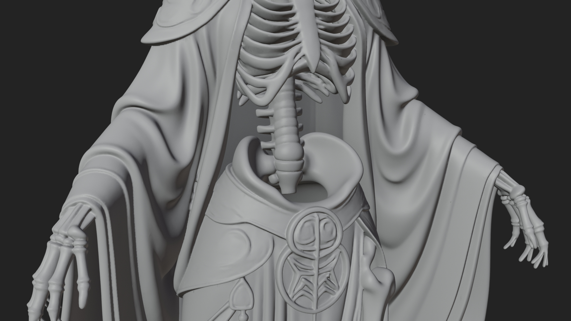 Crowned Skeleton Queen Statue Design 8 3D Print Model 3D Model