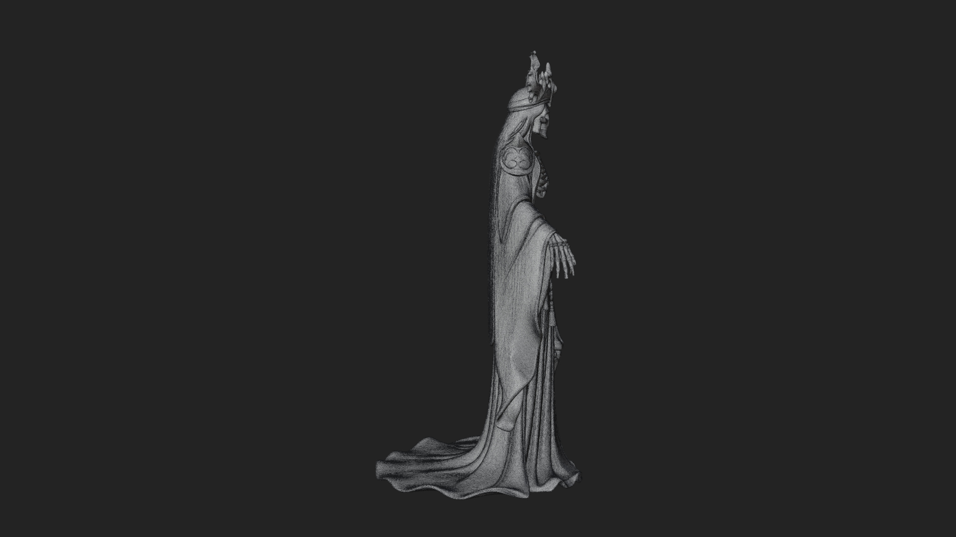 Crowned Skeleton Queen Statue Design 8 3D Print Model 3D Model